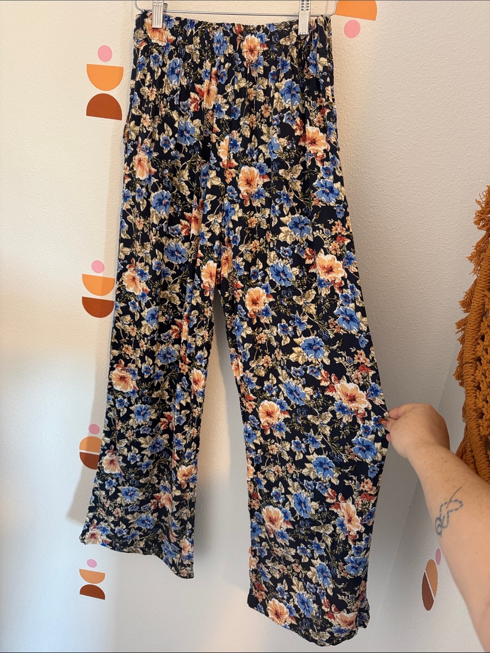 Spoiled Black Floral Button-Front Maxi Skirt with Blue & Peach Blooms N0052 - Picture 5 of 5